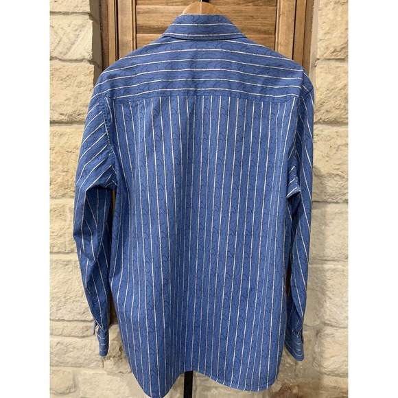 Robert Graham Men’s Long Sleeve Button Down Striped Blue Size Large - Picture 4 of 5